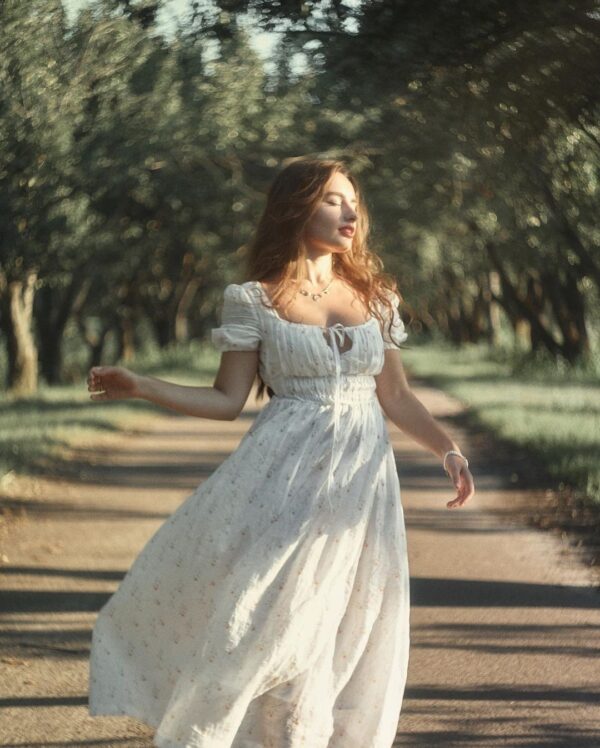 Linen floral dress