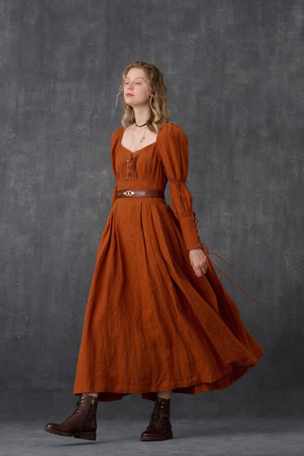 Corset Linen dress in Coral - Image 5