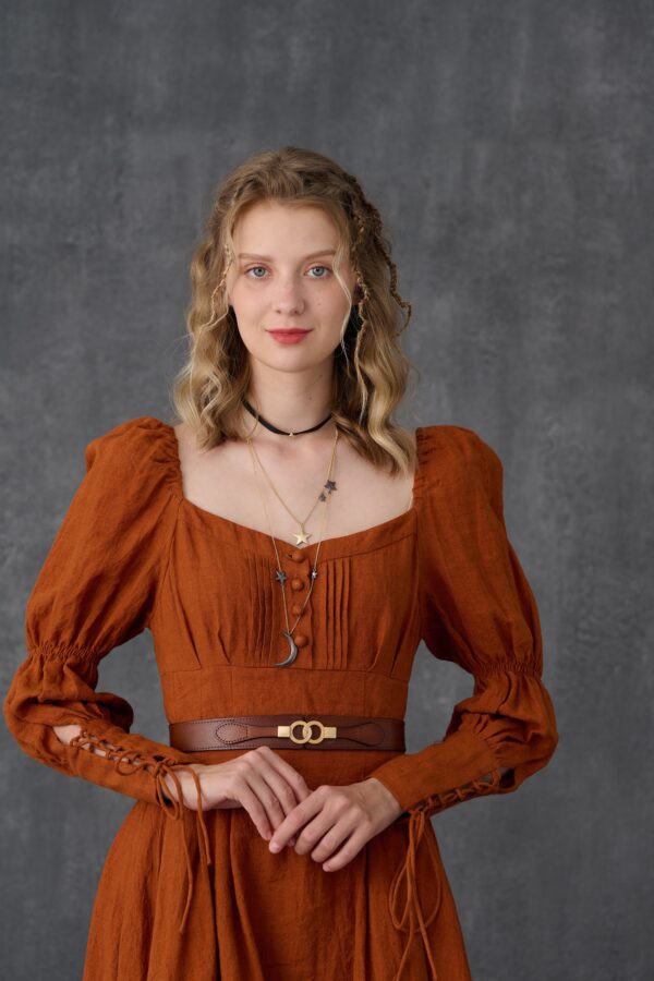 Corset Linen dress in Coral - Image 2