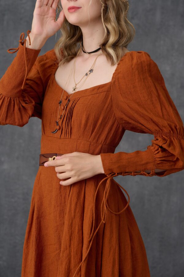 Corset Linen dress in Coral - Image 3