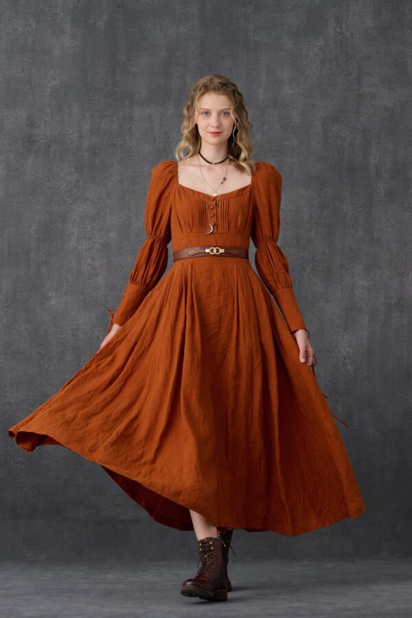 Corset Linen dress in Coral