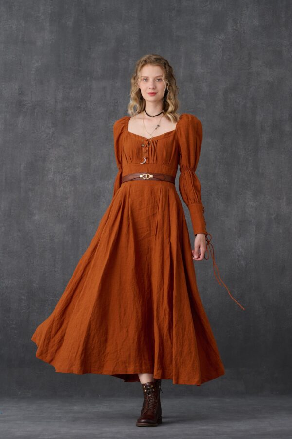 Corset Linen dress in Coral - Image 4