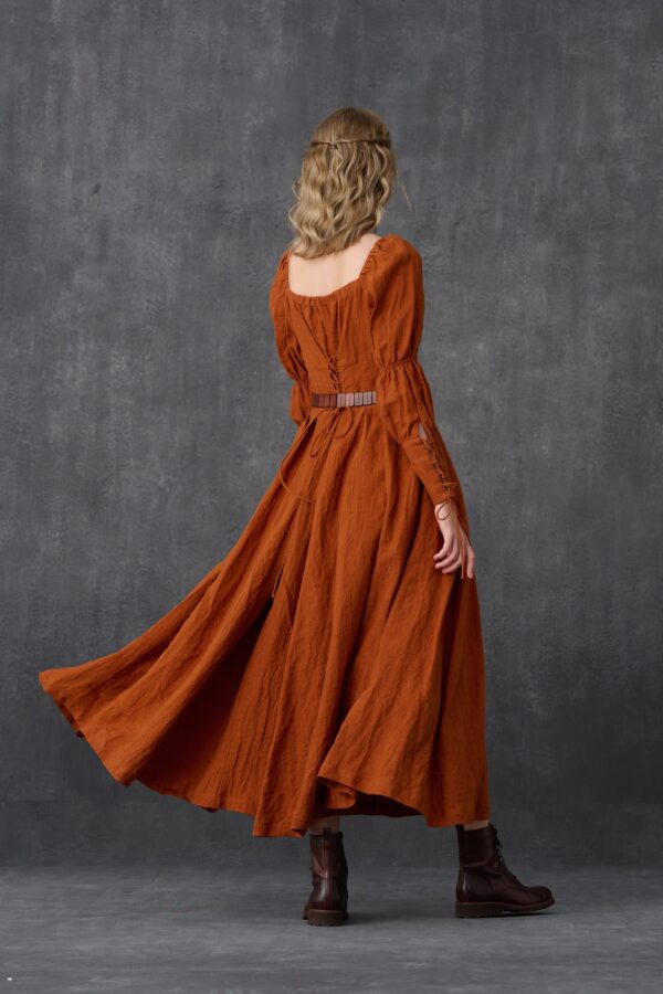 Corset Linen dress in Coral - Image 6