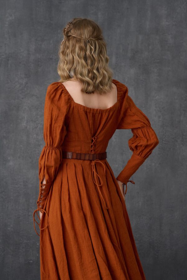 Corset Linen dress in Coral - Image 9