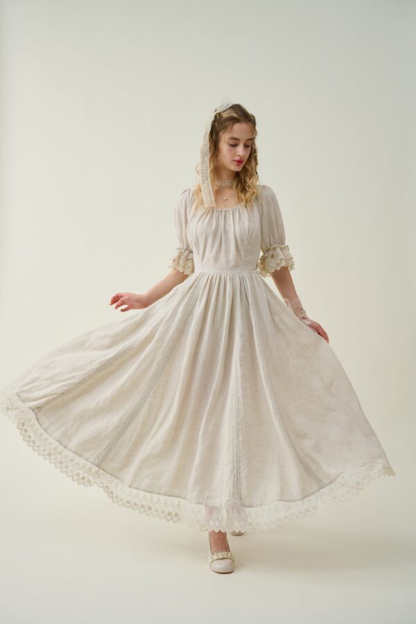 Ruffle Linen Lace Dress in Orchid - Image 9