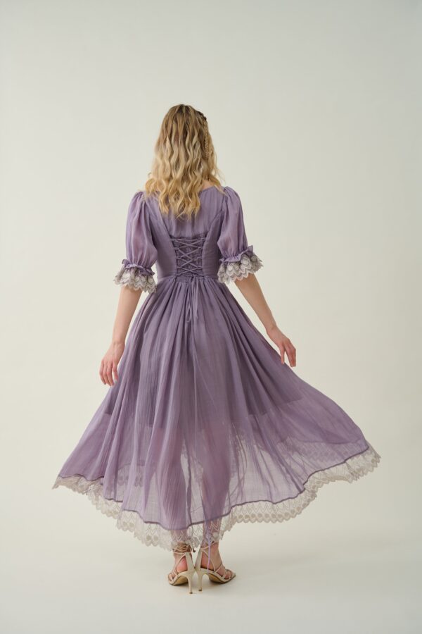 Ruffle Linen Lace Dress in Orchid - Image 7