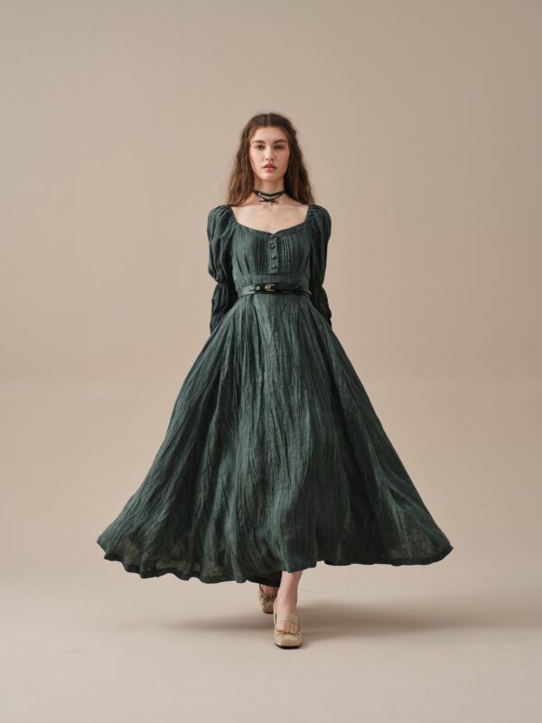 Corset Linen dress in Teal