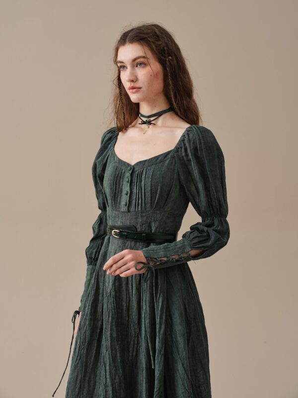Corset Linen dress in Teal - Image 2