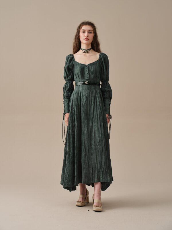 Corset Linen dress in Teal - Image 4