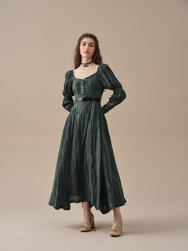 Corset Linen dress in Teal - Image 7