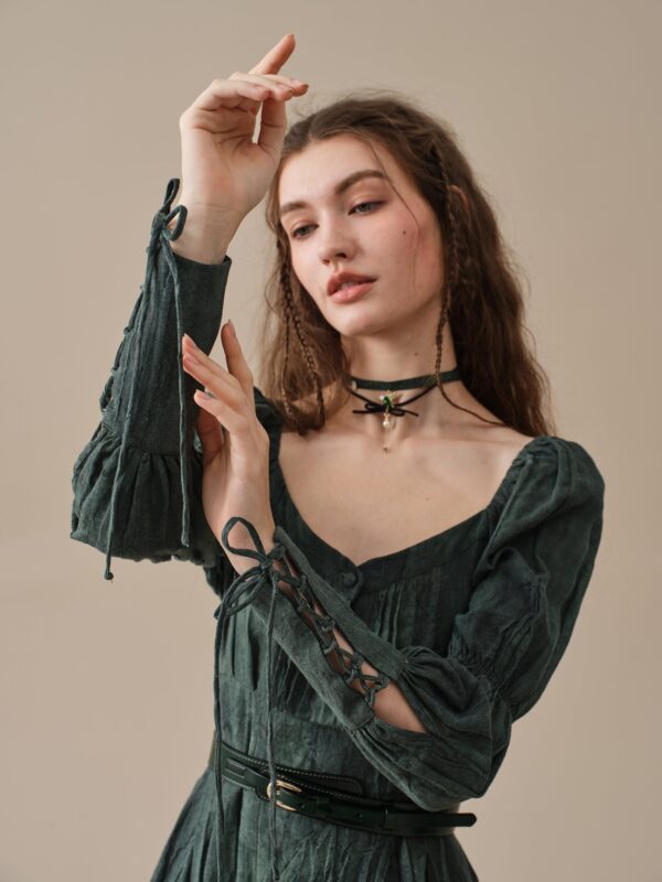 Corset Linen dress in Teal - Image 9