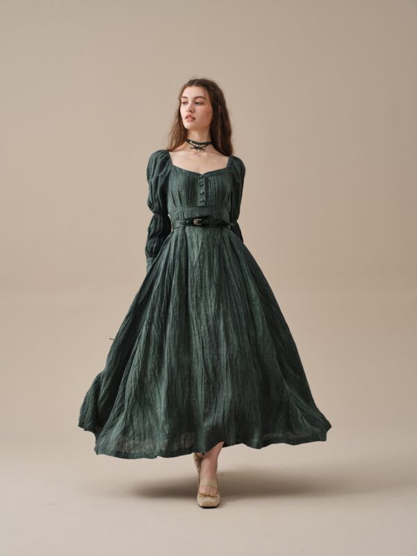 Corset Linen dress in Teal - Image 3
