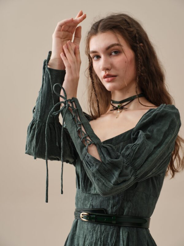 Corset Linen dress in Teal - Image 5