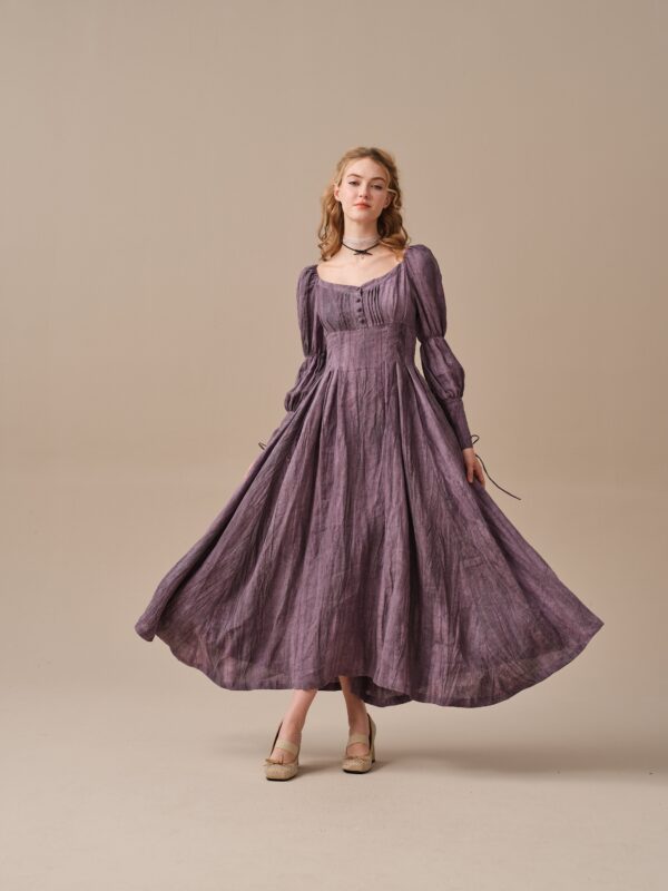 Corset Linen dress in DarkOrchid
