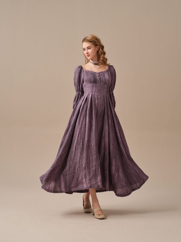 Corset Linen dress in DarkOrchid - Image 7
