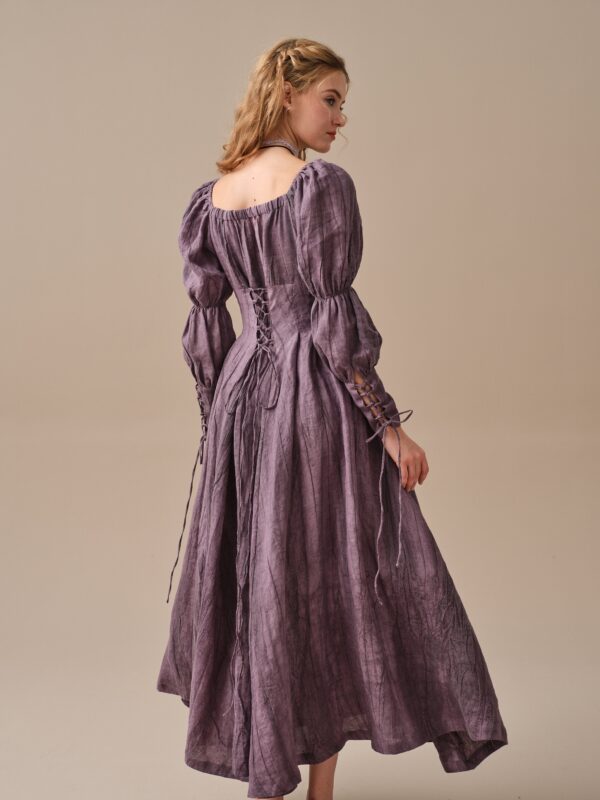 Corset Linen dress in DarkOrchid - Image 10