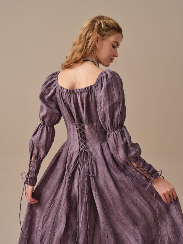 Corset Linen dress in DarkOrchid - Image 4