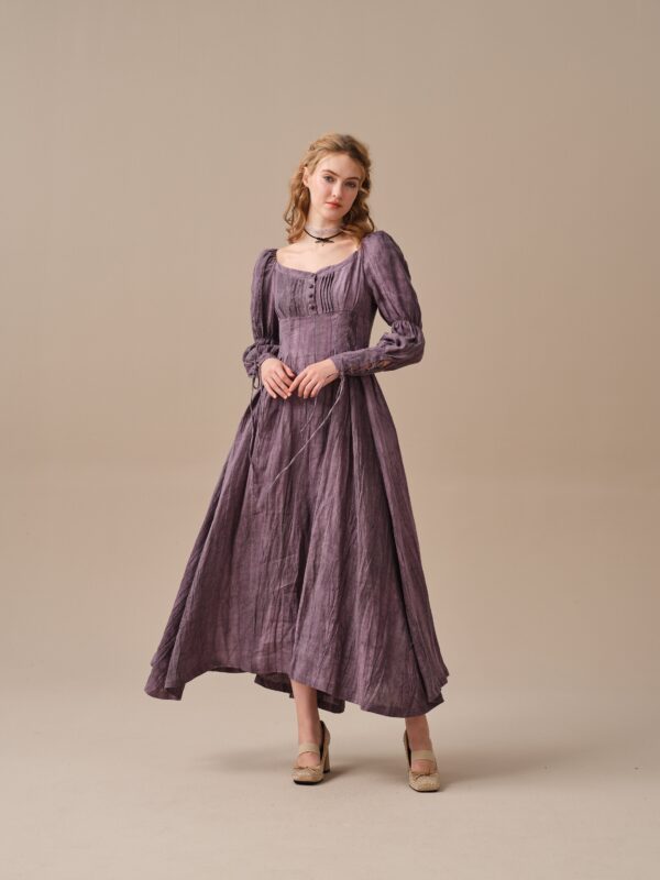 Corset Linen dress in DarkOrchid - Image 6