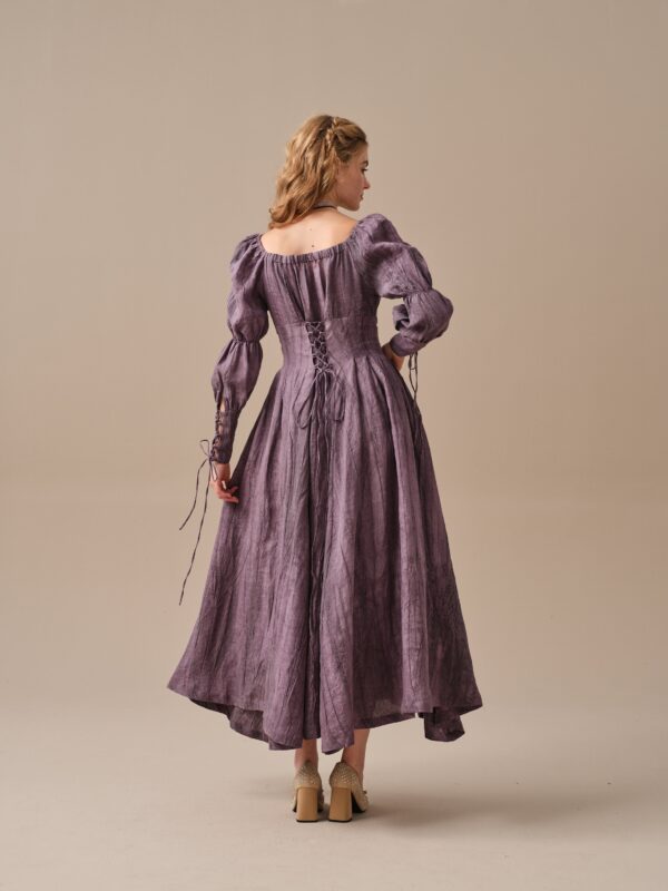 Corset Linen dress in DarkOrchid - Image 2