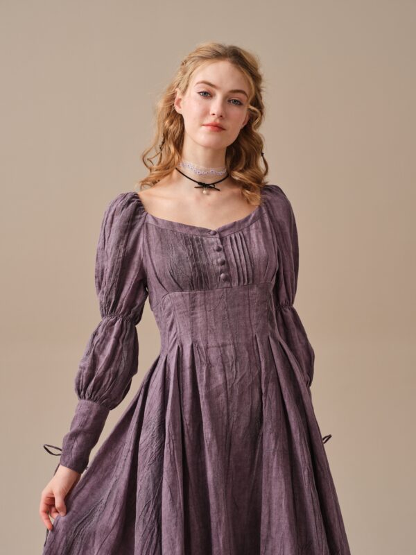 Corset Linen dress in DarkOrchid - Image 8