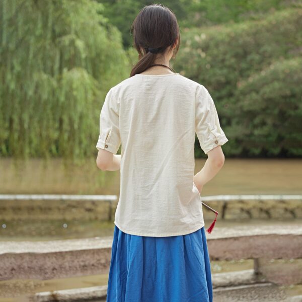 Summer cotton blouse short sleeves tops - Image 4