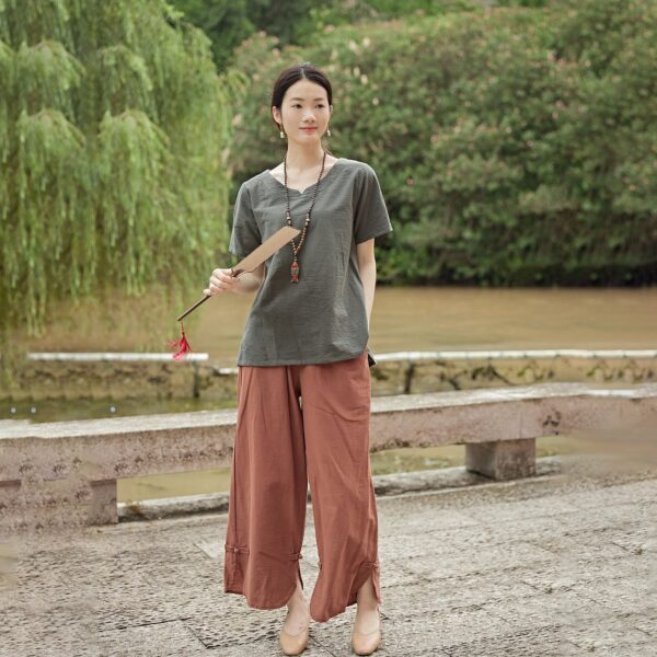 Tops linen t-shirts tops spring plus blouses boho - Image 3