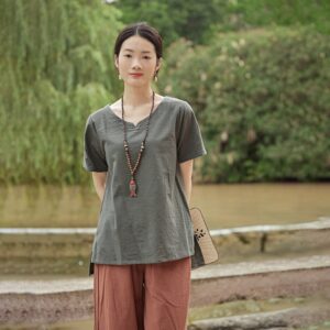 Tops linen t-shirts tops spring plus blouses boho