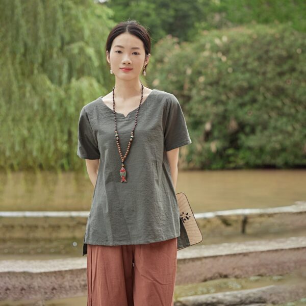 Tops linen t-shirts tops spring plus blouses boho