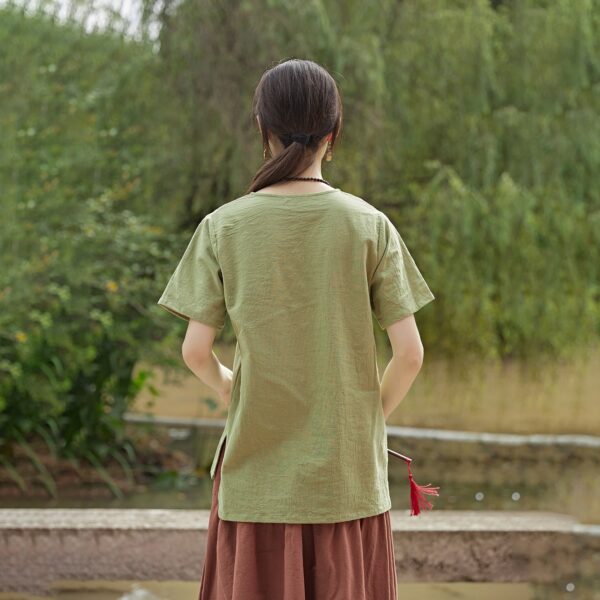 Summer cotton blouse short sleeves tops - Image 4