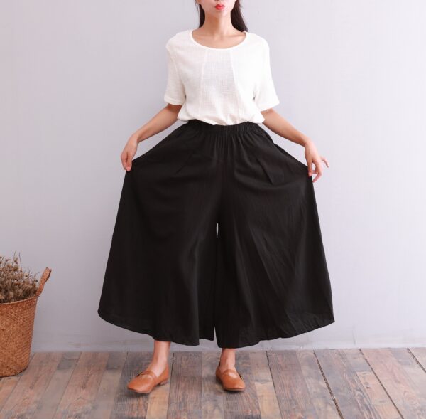 Summer Elastic Waist Cotton Pants Soft Casual Loose - Image 2