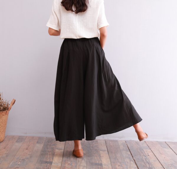 Summer Elastic Waist Cotton Pants Soft Casual Loose - Image 4