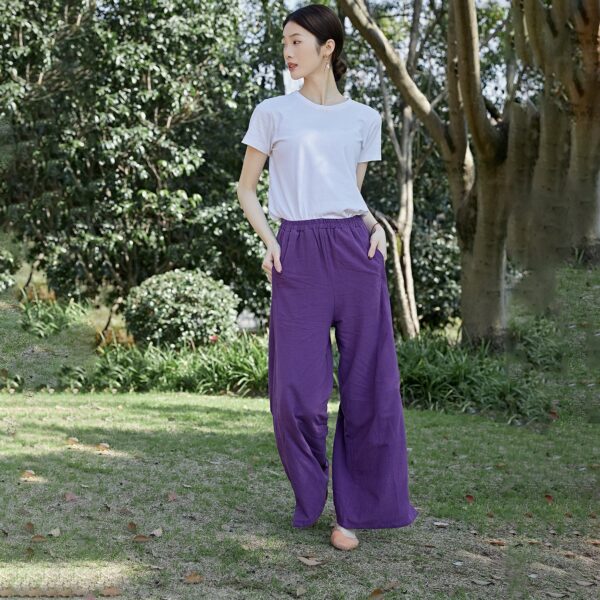 Wide Leg Cotton Pants Comfort Loose Fit - Image 2
