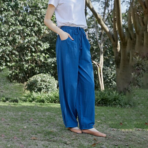 Elastic Waist Cotton Pants Relaxed Fit - Image 4