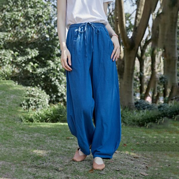 Elastic Waist Cotton Pants Relaxed Fit - Image 5