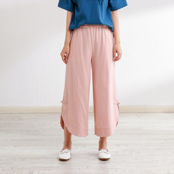 Elastic Waist Wide Leg Pants Cotton Loose Pants Custom - Image 3