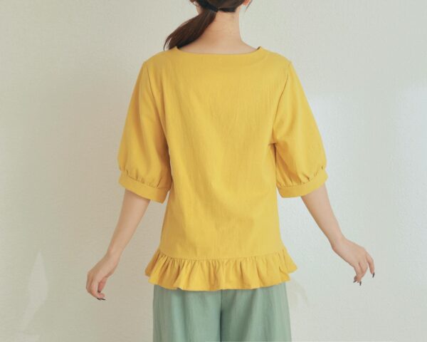 Summer cotton blouse half sleeves tops linen t-shirts - Image 3