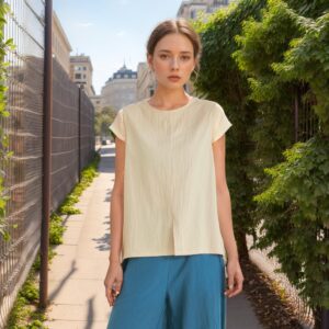 Women Summer Cotton Tops Sleeveless Tops Irregular Short