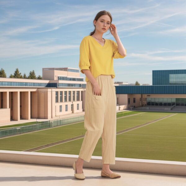 Elastic Waist Pant Cotton Pants Loose Custom - Image 2