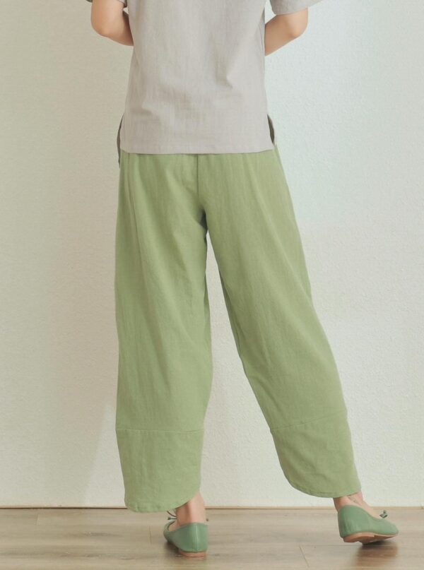 Elastic Waist Cotton Pants for Relaxed Style - Image 3