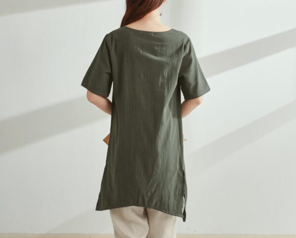 Women Summer Cotton Tops Short Sleeves Tops Irregular - Image 3
