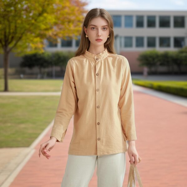 Summer blouse collar design with long sleeves shirt linen