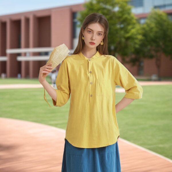 Summer blouse collar design with 3/4 sleeves