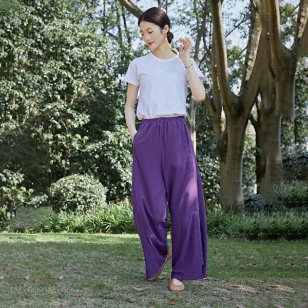 Wide Leg Cotton Pants Comfort Loose Fit - Image 5