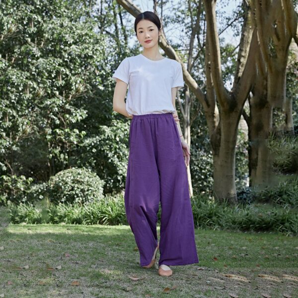 Wide Leg Cotton Pants Comfort Loose Fit - Image 4