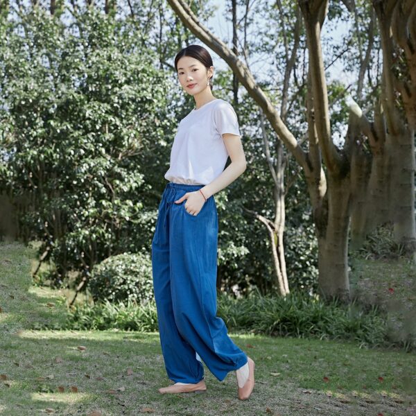 Elastic Waist Cotton Pants Relaxed Fit - Image 3