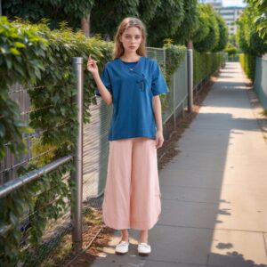 Elastic Waist Wide Leg Pants Cotton Loose Pants Custom