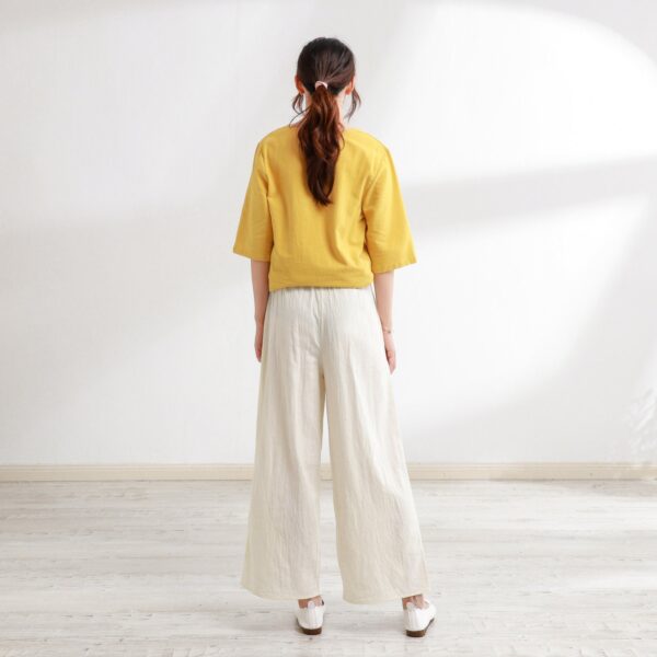 Elastic Waist Cropped Cotton Pants Casual - Image 4
