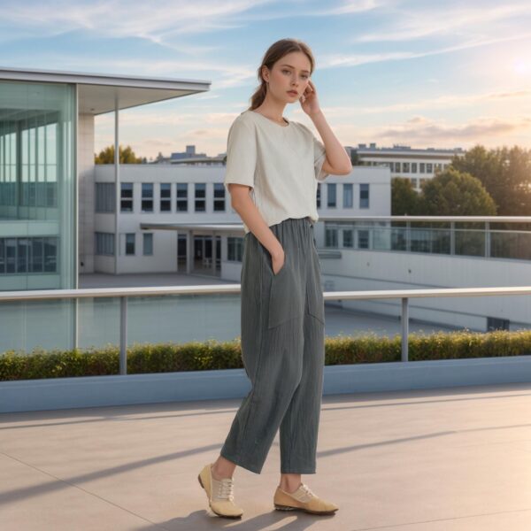 Elastic Waist Pant Cotton Loose Maxi Custom - Image 2