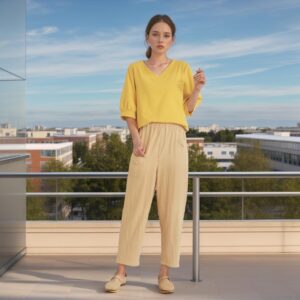Elastic Waist Pant Cotton Pants Loose Custom