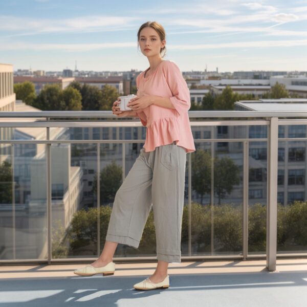 1. Wide Leg Cotton Pants for Comfort and Style - Image 2